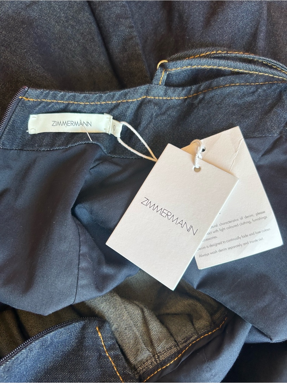 Zimmermann Crush Denim Mini Dress, Night Sky, Size 4US, New w/tags, MSRP $850 - Picture 5 of 6